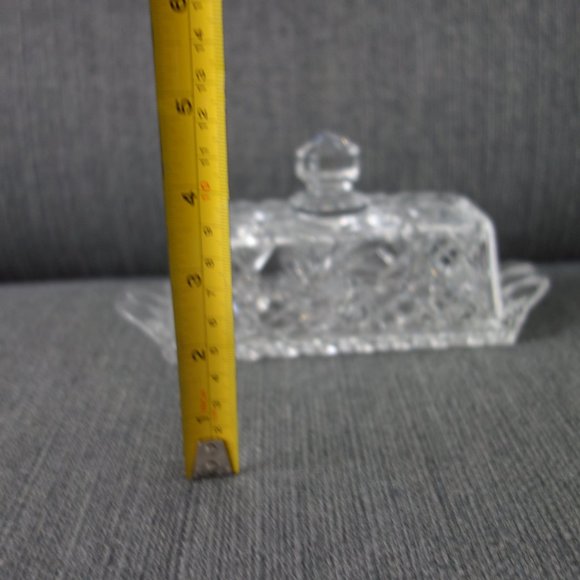 Vintage Fancy Glass Butter Dish and Lid Set - Picture 8 of 11